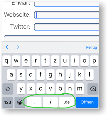 URL-Tastatur auf iPhone